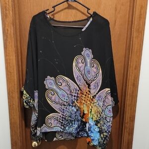 Chic Black and Multicolor Women's Blouse